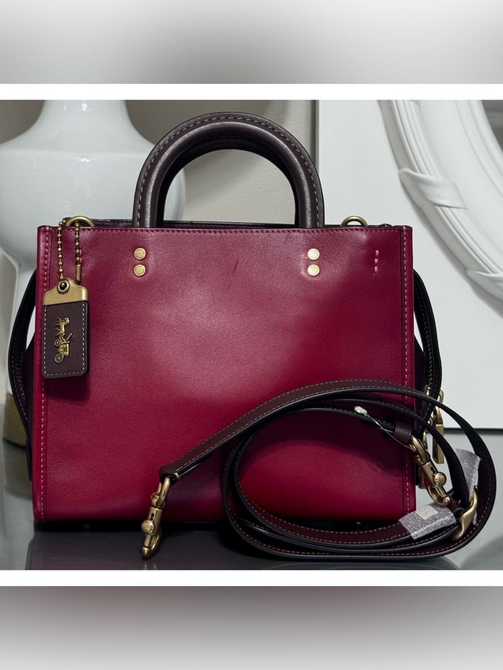 COACH Rogue 25 Brick Red Multi Leather Satchel Crossbody Bag - Picture 2 of 10
